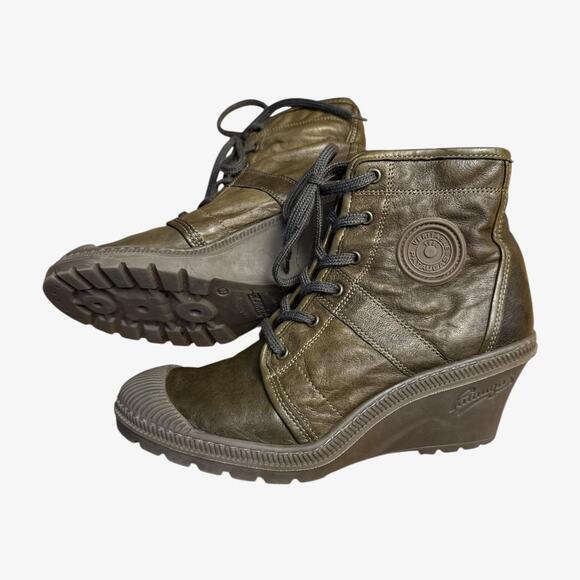 Pataugas brown leather wedge ankle boots - Picture 3 of 8